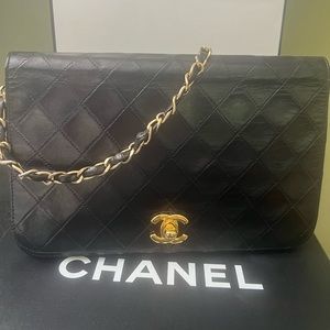 SOLD SOLD Vintage Black Vintage Chanel Single-flap Turn lock purse, re-poshed!